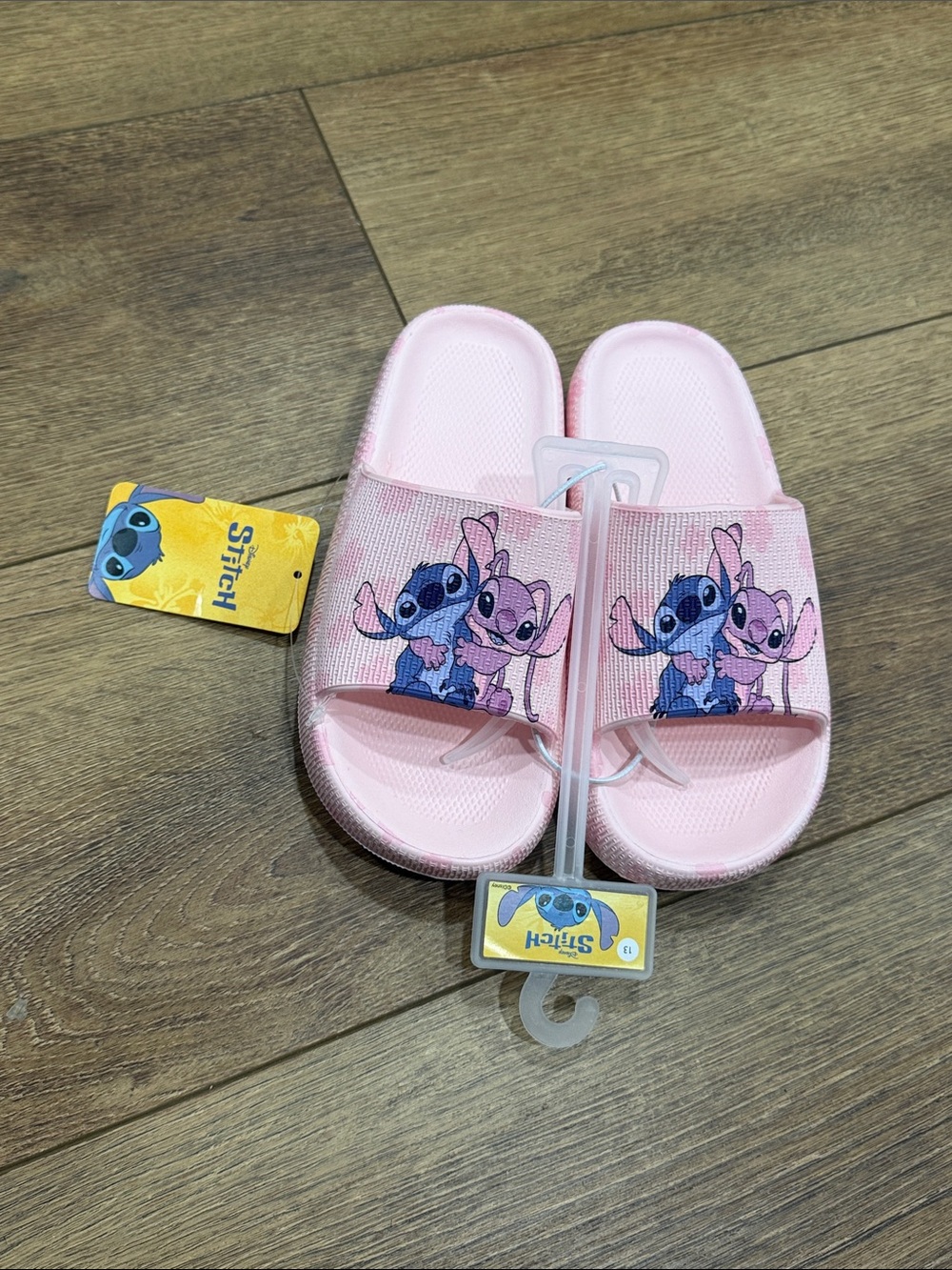 Disney Pink Stitch & Angel Slide Sandals for Kids Size 13 - Picture 1 of 3